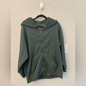 Aerie Oversized Sherpa-Lined Zip Up Jacket